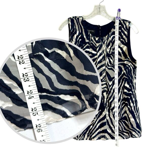 Sheer Chiffon Silk Animal Print Top 10 Sleeveless Office Neutral Mob Wife JNY - Picture 8 of 14